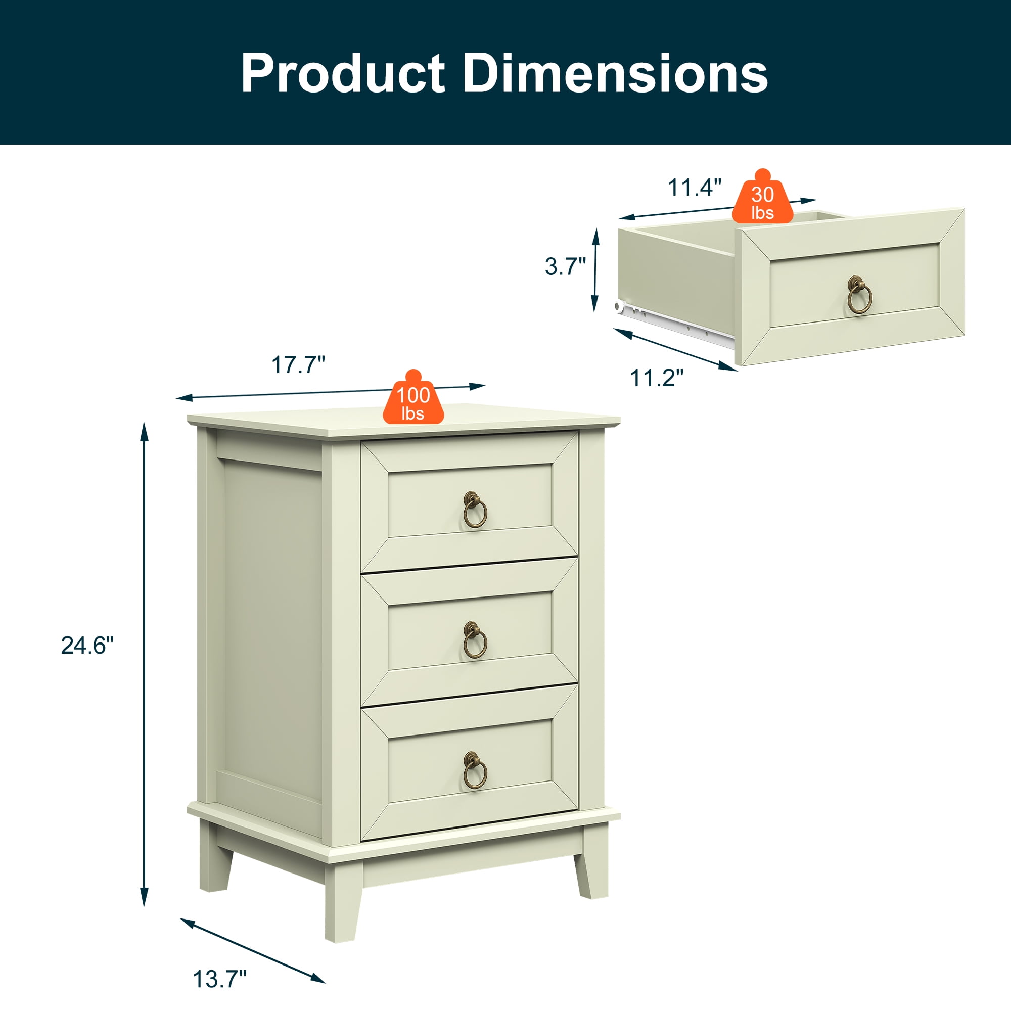Heynemo Light Green Nightstand Set of 2: Modern 3-Drawer Dressers, Tall Narrow Bedside Tables with Smooth Gliding Drawers for Bedroom