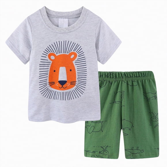 Gubotare Pajamas for Toddler Boys Boys Pajamas 100% Cotton Toddler Clothes Summer Pjs for Boy Planet Dinosaur Sleepwear Kids Short Sets Size 7-8 (Green,7-8 Years)