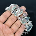 thumbnail image 4 of Aqua Apatite, White Topaz Gemstone 925 Sterling Silver Gift Bracelet 8" VJ 1426, 4 of 5