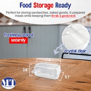 MT Products Disposable Clear Plastic Container with Hinged Lid - Pack of 40