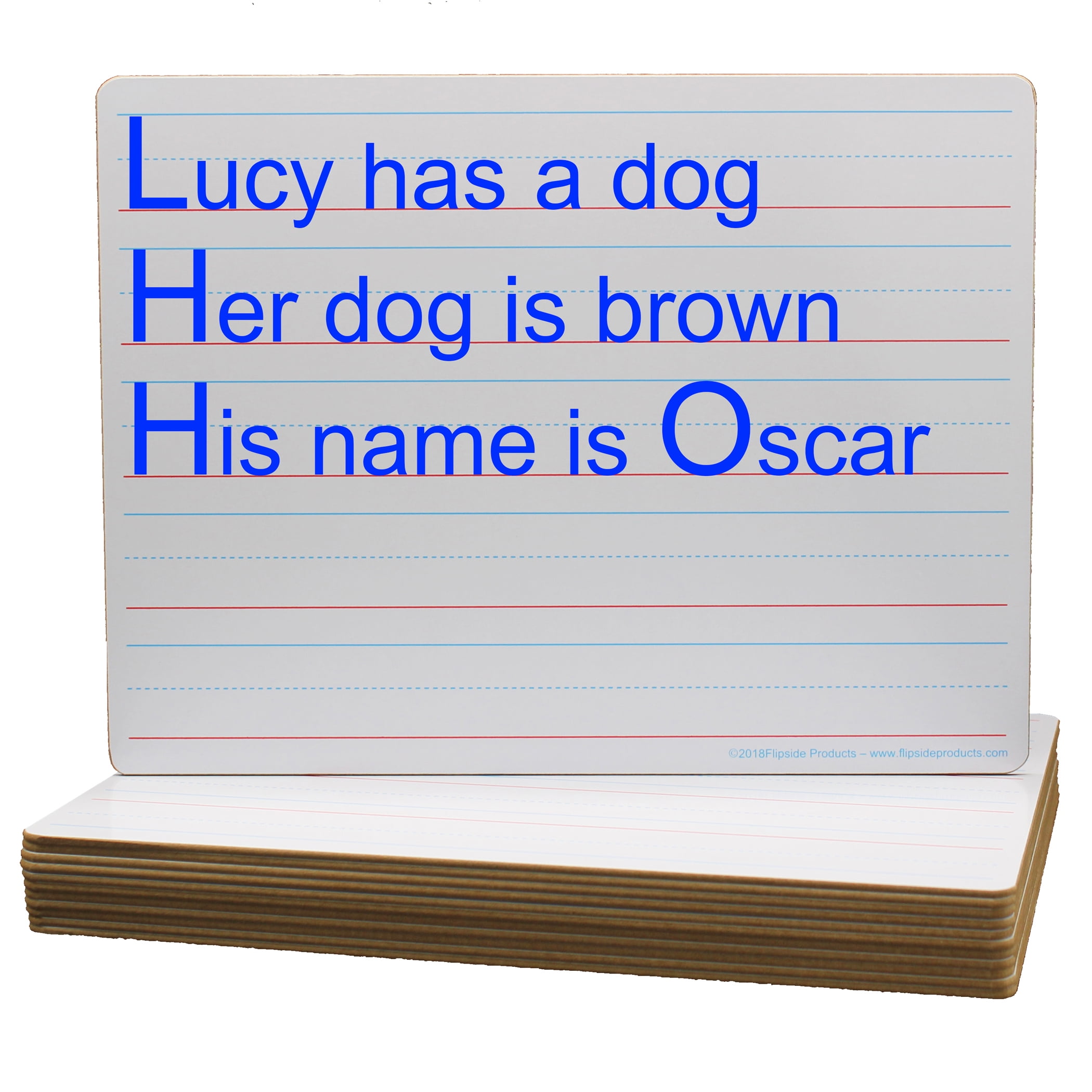 Flipside Products Two-Sided Dry Erase Board, Plain/Ruled, 9" x 12", Classpack of 12