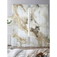 thumbnail image 3 of Abstract Art Sheer Curtains 108 Inches Long 2 Panels White Marble Texture Gold Crack Stone Minimalism Light Filtering Semi Sheer Window Curtains Drapes for Bedroom Living Room 52"x108", 3 of 7