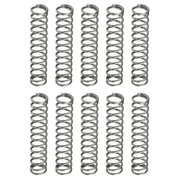 Uxcell 10 Pack Compression Spring, 4mm OD, 0.5mm Wire Size, 20mm Free Length, Spring Steel Construction Extended Mechanical Compression Springs for Shop and Home Repairs, Silver Tone