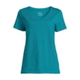 thumbnail image 6 of Time and Tru Women's Cotton V-Neck Tee with Short Sleeves, Sizes XS-XXXL, 6 of 6