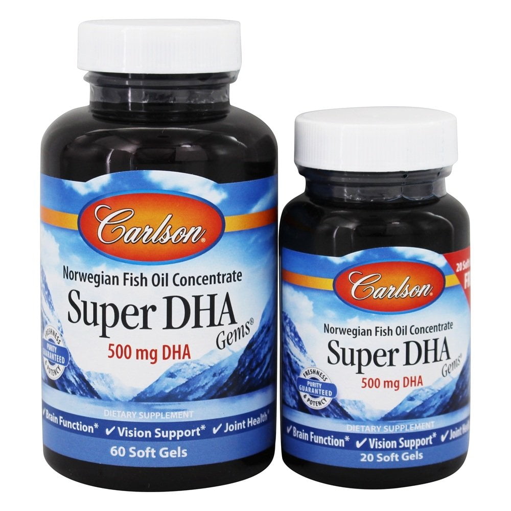 Carlson Super DHA Gems Softgels, 500 Mg, 60 + 20 Ct