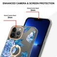 thumbnail image 3 of Floral Pattern Case for iPhone 11 Pro Max, Clear Case with Ring Holder Kickstand for iPhone 11 Pro Max, Slim Lightweight Military Grade Shockproof Protective Phone Cover for Women Girls, Blue Flower, 3 of 5