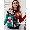 thumbnail image 4 of Women's Christmas Tree Snowflake Knitted Sweaters Long Sleeve Crew Neck Embroidery Pullover Knitwear Winter Tops Clothes, 4 of 6