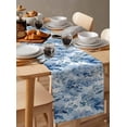 thumbnail image 6 of Blue Botanical Art Table Runner Cotton Linen 120 Inch Holiday Dresser Scarves, Modern Pastoral Watercolor Leaf Tablerunner for Kitchen Coffee Dining Bedroom Living Room Dinner Scarf Décor 13''x120'', 6 of 9
