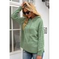 thumbnail image 4 of Pull à Capuche pour Femmes, Décontracté, Boutonné, Col en V, Manches Longues, Tricoté, Henley, 4 of 7