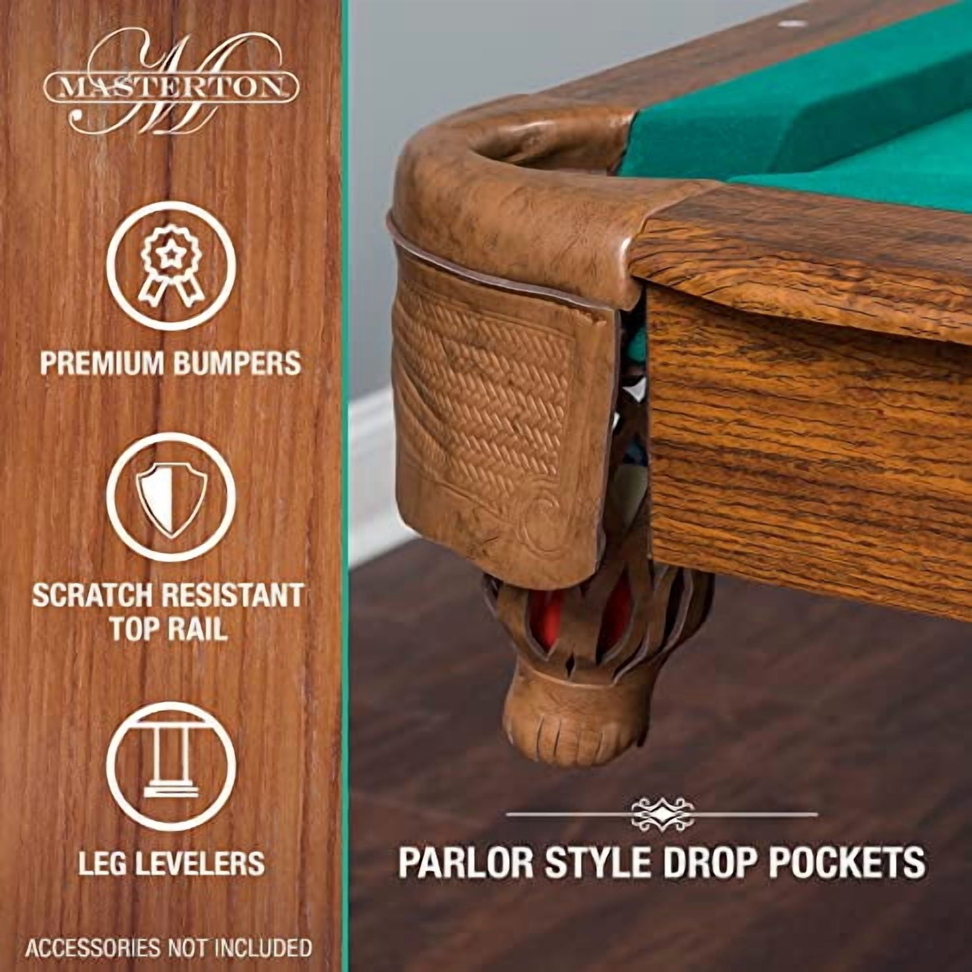 EastPoint Sports Masterton Billiard Bar-Size Pool Table 87 Inch or Cover, Green – Perfect for Family Game Room