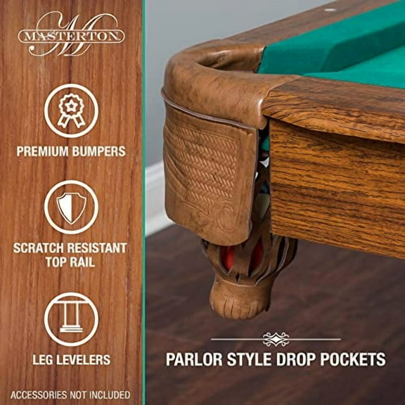 EastPoint Sports Masterton Billiard Bar-Size Pool Table 87 Inch or Cover, Green – Perfect for Family Game Room