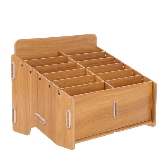 Wooden Ticket Box Slot Storage Case for Desk Organization, Desktop Storage Holder and Wood Container for Office Supplies