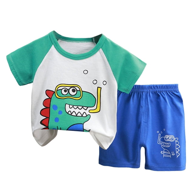 BOBOGOJP Garçons Filles Ensemble de Pyjama Printemps Été Enfants Manches Courtes Tenue de Nuit avec Poches
