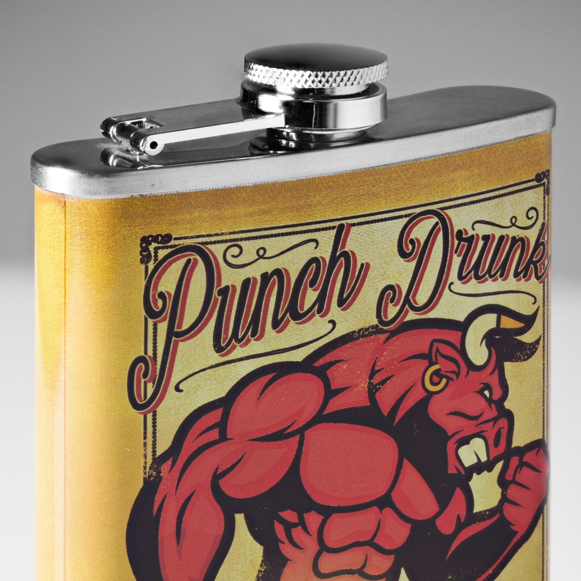 American Art Decor 8 oz Liquor Flask – Punch Drunk Bastard Whiskey Stainless Steel Hip Flask | Heavy Duty, Leak - Proof | Novelty, Funny Flask for Men and Women (5.5" x 4" x 1.25")