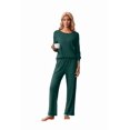 thumbnail image 2 of Ekouaer Lounge Sets for Women Comfy Ribbed Knit Pajamas Fall Long Sleeve Sleepwear 2 Piece Casual Loungewear, 2 of 6