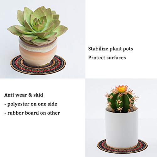 Morning View Colorful Boho Plant Pot Mat Set of 6 Absorbent Non Slip Plant Pot Pad for Table Desk Floor 8.5 x 8.5 Inch