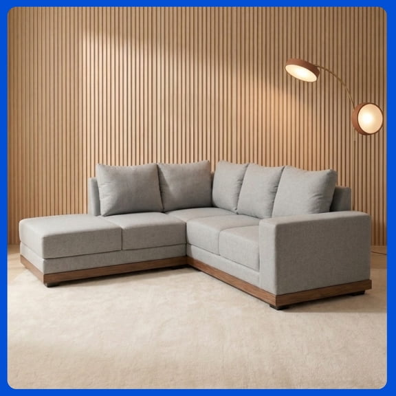 Sala Esquinera Izquierda Easy Living Tous Gris en L tapizada con estructura de madera de pino