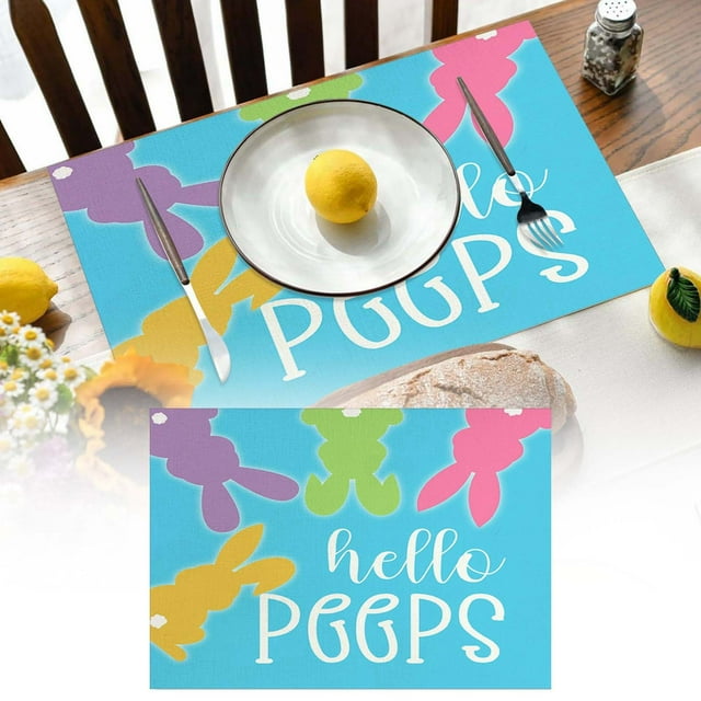 GUANGHONG Napperons de Pâques Mignons Lapins Œufs Fleurs Napperons Décoration de Vacances Chemins de Table pour Tables Rondes