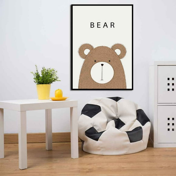 Cartoon Cute Bear Animals with Letters Simple painting Painting Style A3 Canvas Art Printed Oil Paintings Posters Pictures