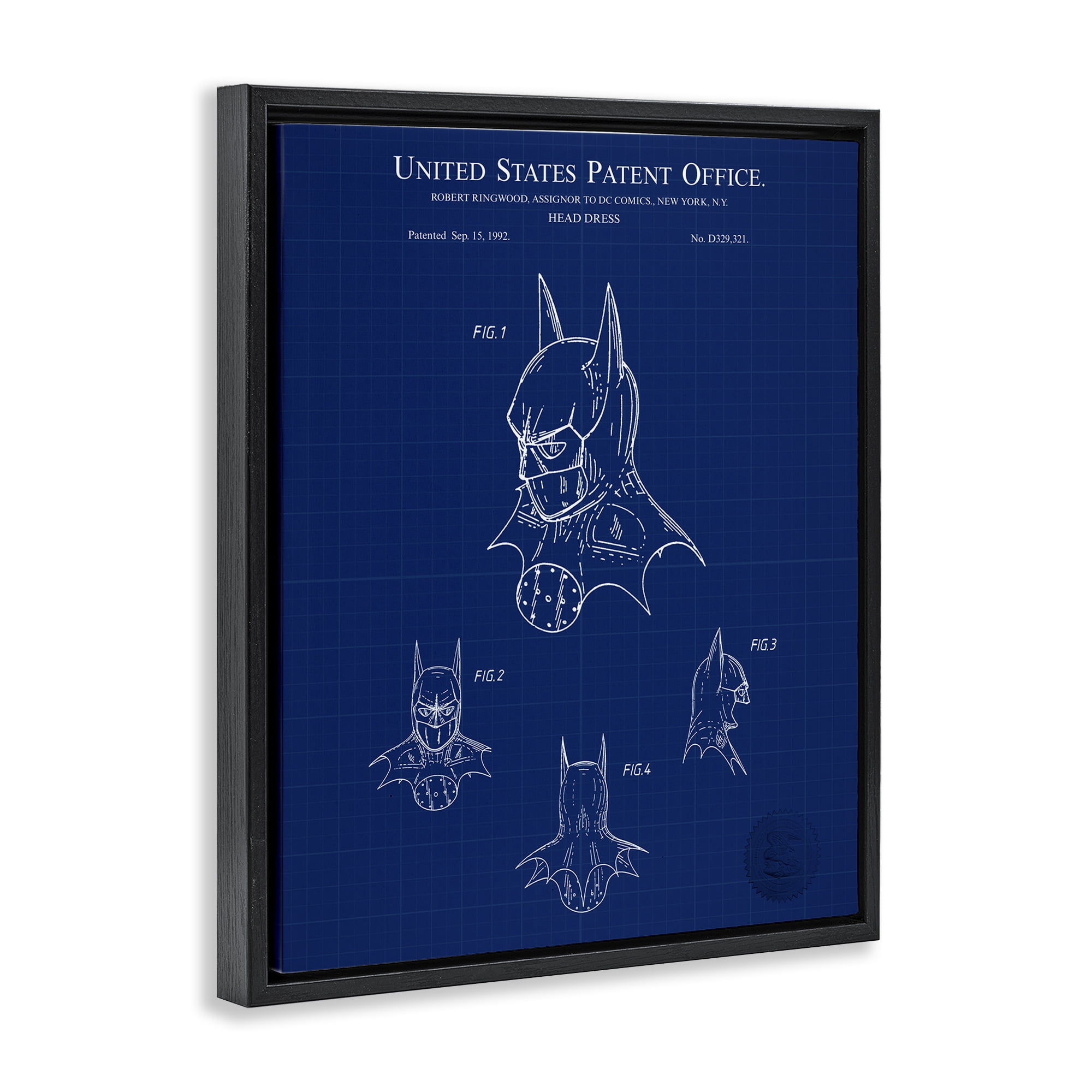 Stupell Industries Head Dress Blueprint Novelty Painting Black Floater Framed Art Print Wall Art, 17 x 21