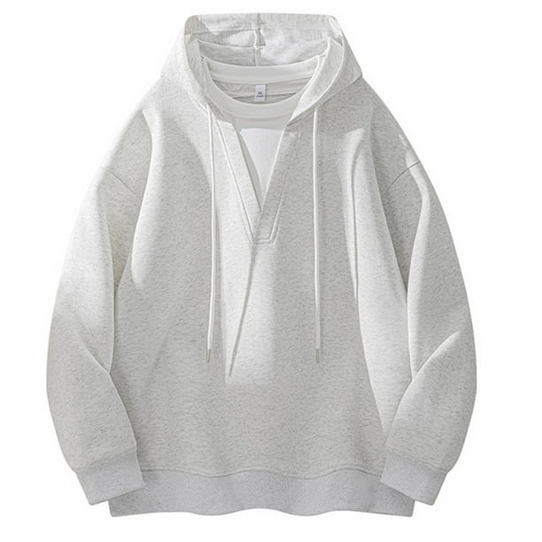 MHFRRA Sudadera con Capucha, Jersey de Manga Larga, Ropa de Abrigo Informal de Moda para Uso Diario, Cómoda, Suave y Ligera, Top de Calle con Bolsillo Gris