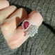 thumbnail image 5 of Anillo abierto de lujo con cristal de gota de agua roja Chapado en plata vívida para novias y compromisos, 5 of 5