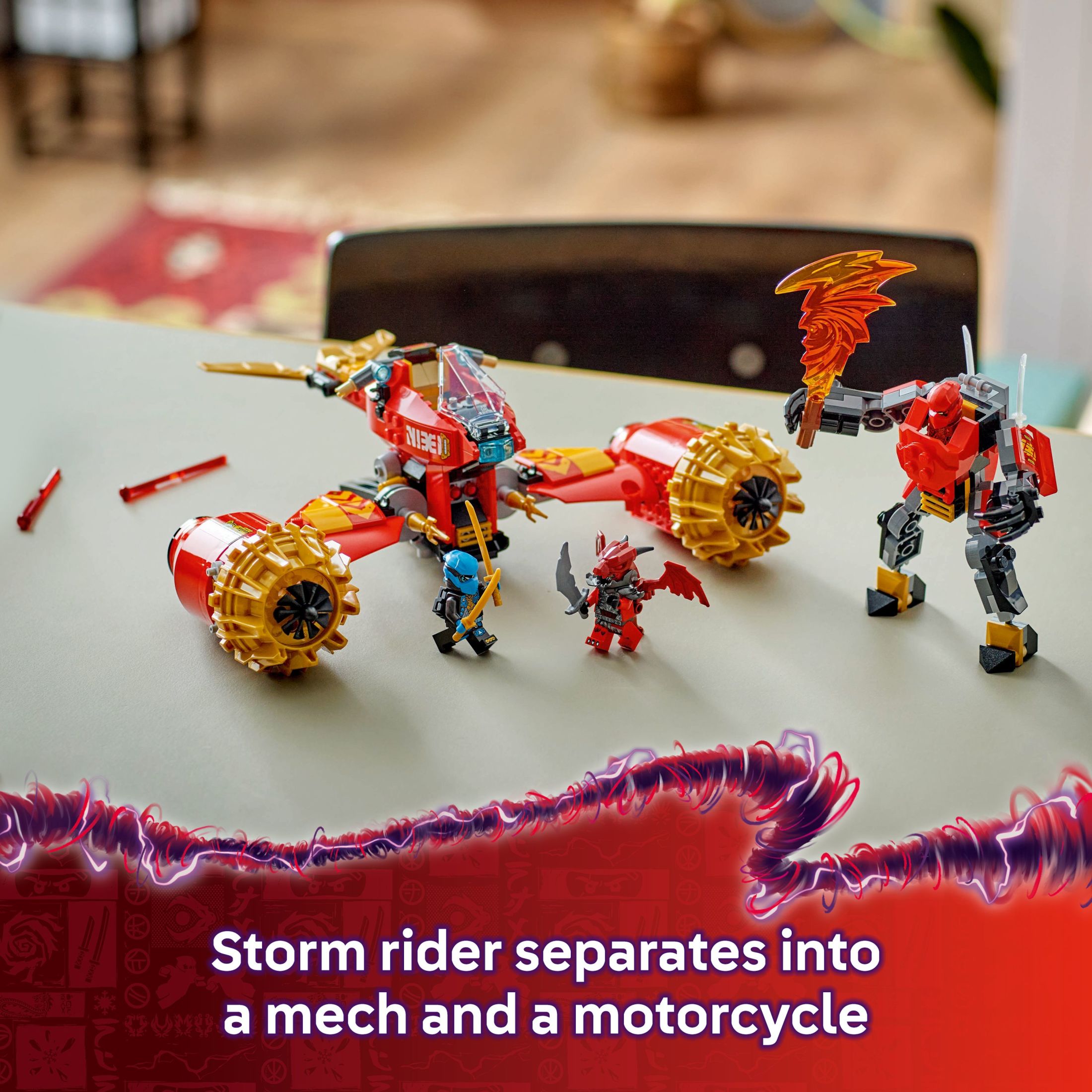 LEGO NINJAGO Jinete de la Tormenta de Kai Figura de Acción - Juguete de Construcción de Juego de Roles para Niños y Niñas, Mayores de 7 Años - Juguete Ninja para Niños con 3 Minifiguras - Idea de Regalo para Cumpleaños - 71830 4