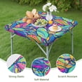 thumbnail image 4 of Blue Pioneer Flower and Leaf Pattern Square Fitted Tablecloth with Elastic Edge,Square Table Cover,Washable Elastic Table Cover for Home Kitchen Party Decor 34"x34", 4 of 6