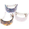 thumbnail image 4 of 3Pcs Starry Sky Pattern Hair Spring Clips Fashion Hairpins Semicircle Clips (White, Light Brown, Blue), 4 of 7