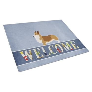 Caroline's Treasures Corgi Welcome Glass Cutting Board Large