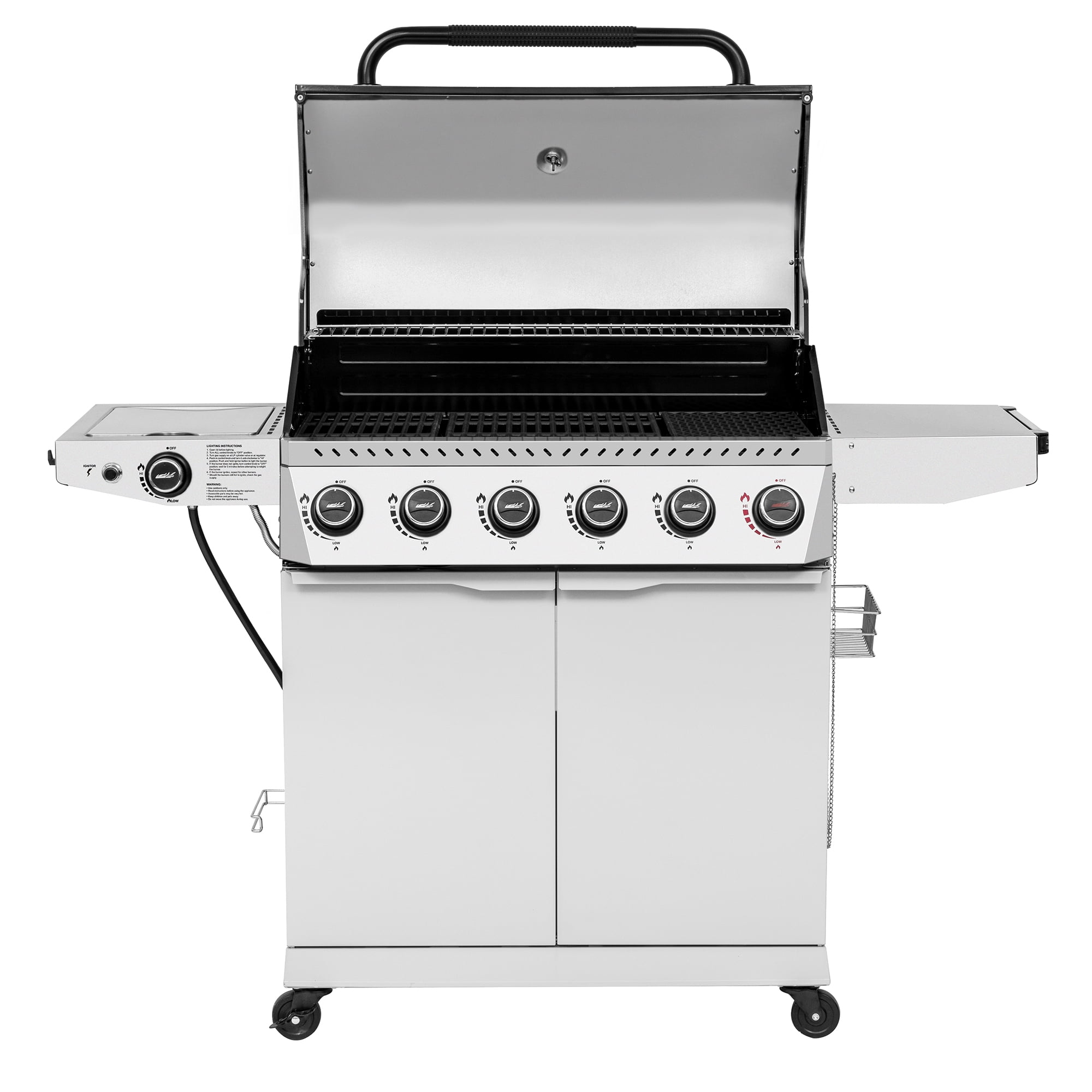 Royal Gourmet GA6406W 6-Burner BBQ Gas Grill, with Sear Burner and Side Burner, Cabinet Style Grill, 74,000 BTU, White