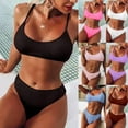 thumbnail image 6 of Aloohaidyvio bikinis for women 2 piece,Womens Sexy High Breast Contrast Solid Split Bikini Set Two Piece Swimsuit Sets, Swimsuits for Women 2 Piece, 6 of 6