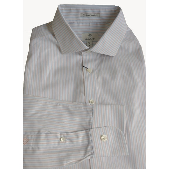 GANT DIAMOND G Men's Eraser Broadcloth Stripe Fitted Spread 303902 Size 40