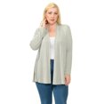 thumbnail image 1 of Pastel by Vivienne Women's Long Sleeve Jersey Plus Size Cardigan Heather Grey XX-Large, 1 of 3