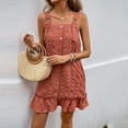 thumbnail image 6 of Aloohaidyvio Dresses for Women Womens 2025 Summer Floral Mini Dress Boho Flowy Dresses Short Sleeveless Ruffle Spaghetti Strap Dress, 6 of 8