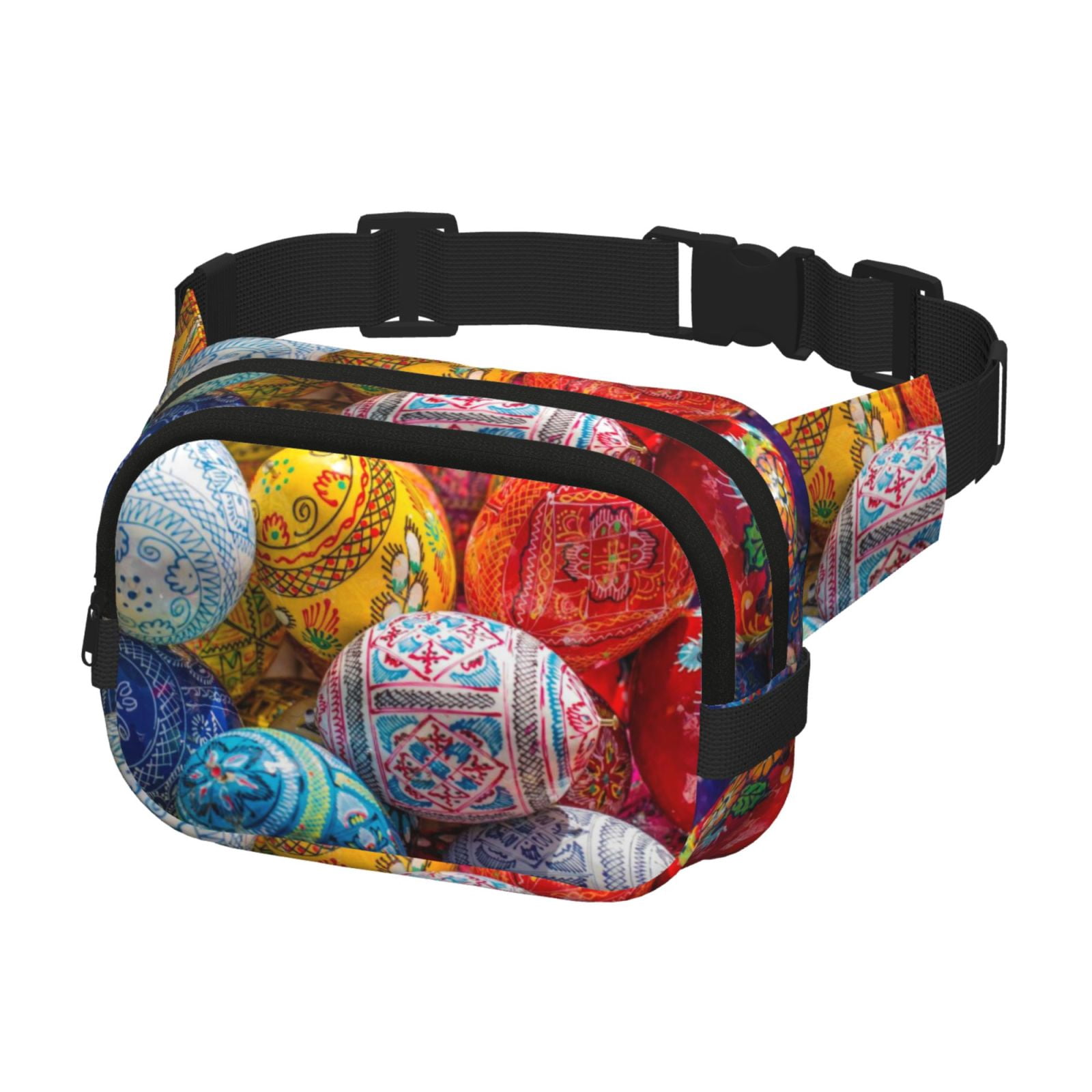 Hirioo Easter Eggs for Double Layer Waist Bag Adjustable Fanny Pack For Travel Running Hiking