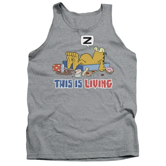 Garfield This Is Living Adult Tank Top Athletic Heather