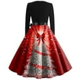 thumbnail image 3 of Qwertyu Womens Ugly Christmas Dress Christmas Tree Graphic Plus Size Hepburn Dresses with Belt Lace Winter Costume Dress Watermelon Red 4XL, 3 of 3