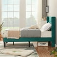 thumbnail image 6 of VECELO Set of 2 Twin Bed Frames, Modern Upholstered Platform Bed Frame with Tufted Headboard, No Box Spring Needed, Dark Green, 6 of 7