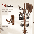 thumbnail image 4 of Solid Wood Coat Rack – 73" Freestanding Coat Racks Stand with 14 Hooks and Stable Base for Coats, Hats, Scarves, Adjustable Height Modern Wooden Hall Tree for Entryway, Bedroom, Office, Home, 4 of 8