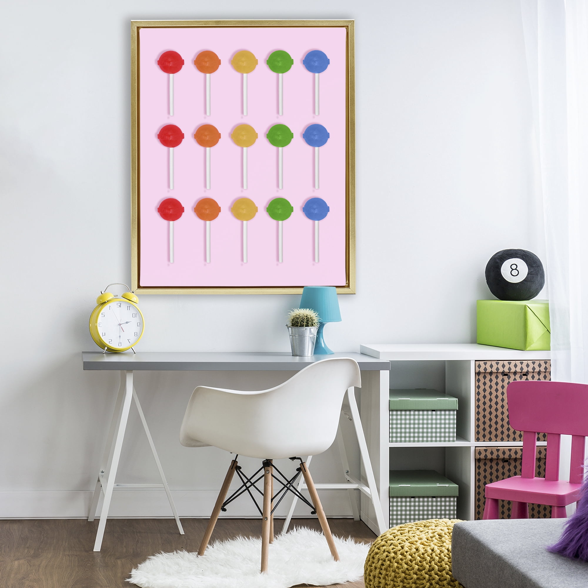 Stupell Industries Candy Pops on Light Pink Gold Framed Floater Canvas Wall Art, design by LISH Creative