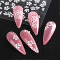 thumbnail image 4 of 8 Sheets Flowers Nail Stickers - White Flower Nail Decals 3D Self Adhesive Nail Art Supplies White Floral Cherry Blossoms Floret Five, 4 of 4