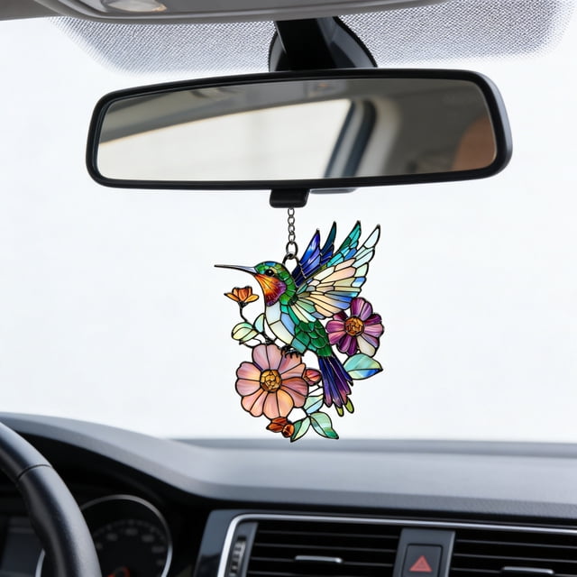 Colorful Geometric Acrylic Car Hanging Ornament, Light Catching Lightweight Sturdy Decor, Rearview Mirror Window Pendant for Car Interior Home Bag Art Accessory