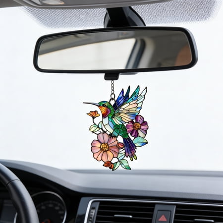 Colorful Geometric Acrylic Car Hanging Ornament Light Catching Lightweight Sturdy Decor Rearview Mirror Window Pendant for Car Interior Home Bag Art Accessory