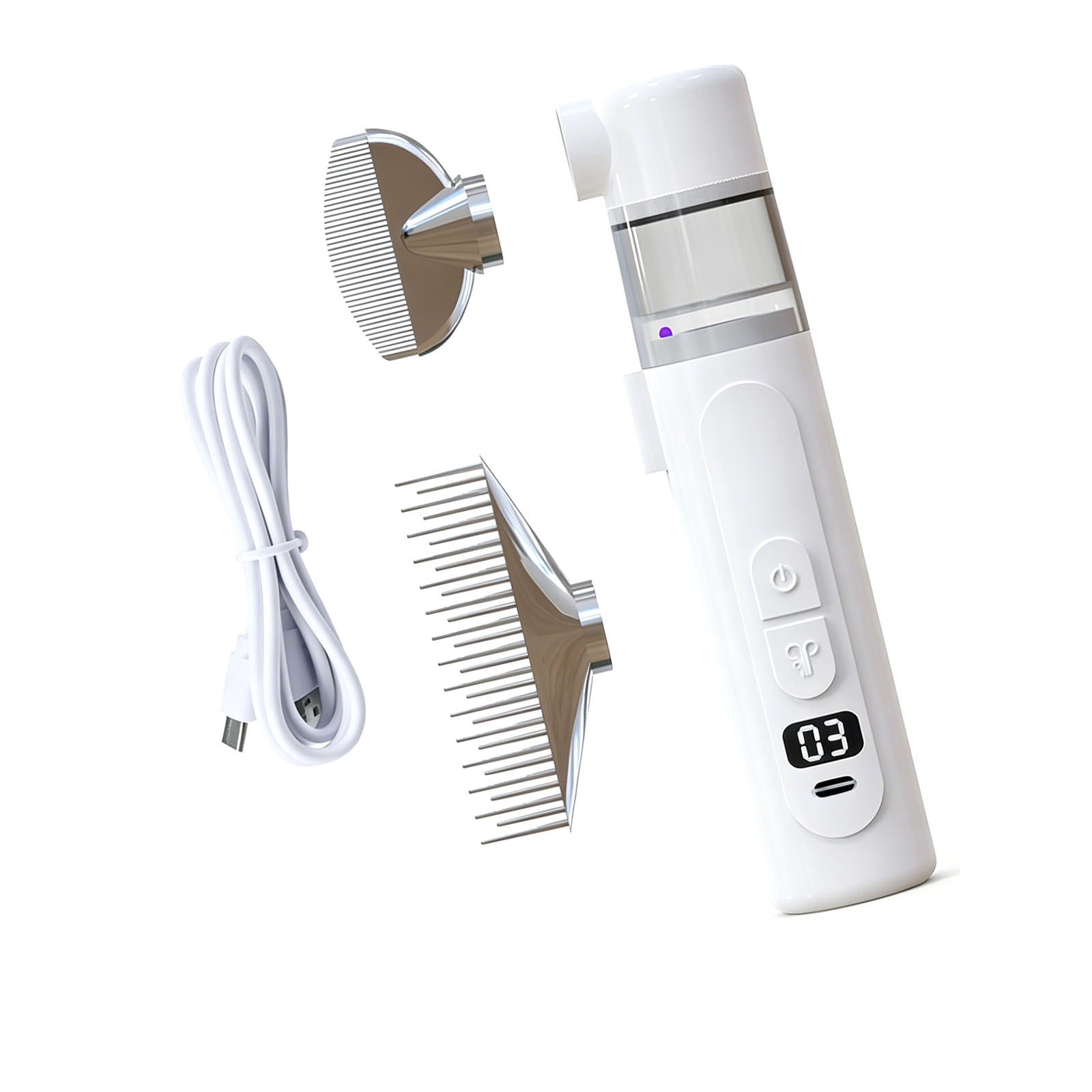 Portable Pet Grooming Tool for Travel Care Kits, Compact Electric Pet Lice Comb with Rechargeable and White ABS Handheld Design