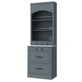 thumbnail image 6 of GZXS Modern Freestanding Tall Buffet Cabinet with Hutch 5 Drawer Storage, Adjustable Shelves, and Faux Marble Top for Kitchen, Dining & Living Spaces, Gray, 6 of 8