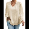 thumbnail image 1 of Blusa Informal de Verano para Mujer, con Lunares Suizos, Cuello en V, Larga, Holgada y Elegante, Ideal para Oficina. Albaricoque L, 1 of 10