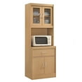 thumbnail image 1 of Hodedah Freestanding Kitchen Storage Cabinet w/ Open Space for Microwave, Beech, 1 of 5