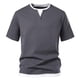 thumbnail image 2 of pstuiky camisetas de hombre, Camiseta básica de manga corta para hombre, de talla grande, con cuello doble, holgada, de color liso camisetas de hombre l, 2 of 4