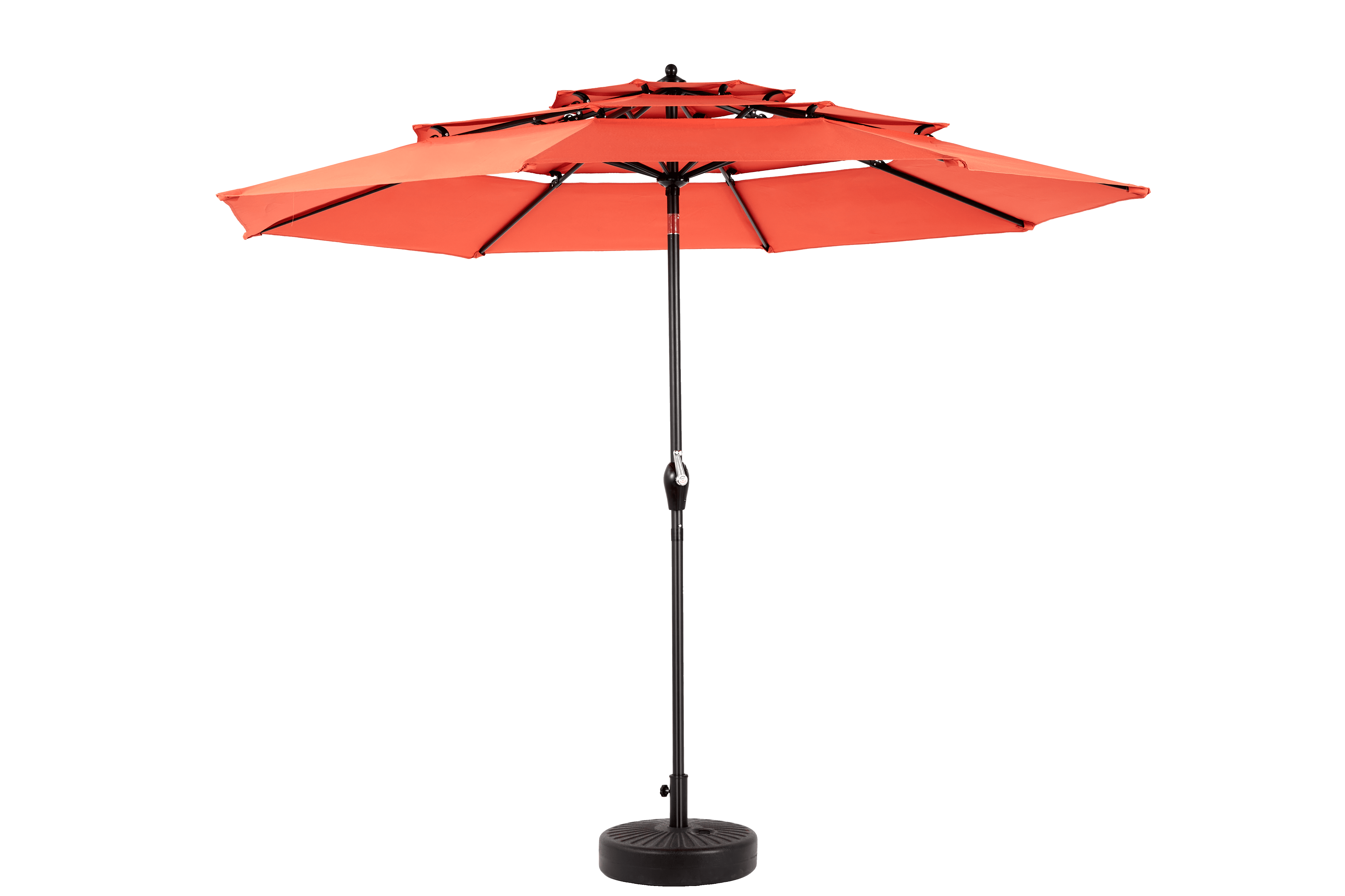 Aluminum 3-Tier Auto-Tilt Outdoor Patio Umbrella 10-Foot, Market Cantilever Umbrella for Pool and Deck with Crank, Orange